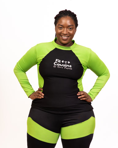 Marie's Daring Green Long Sleeves Workout Wear for Women - FULL SET