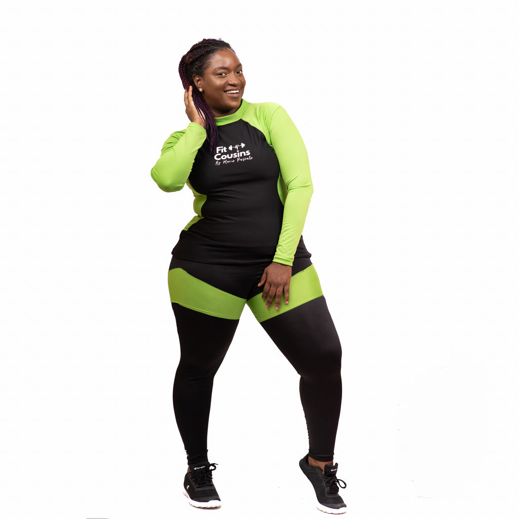 Marie's Daring Green Long Sleeves Workout Wear for Women - FULL
