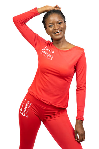Rebel Red Women's Gym Apparel Set - LONG SLEEVES TOP (TOP ONLY)
