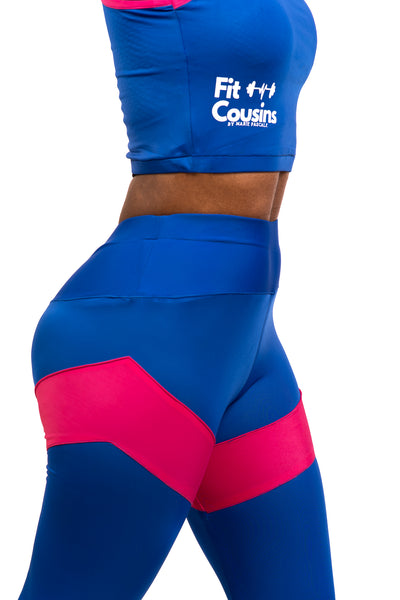 Flirty Trendy Pink and Blue Gym Sports Bra - TOP ONLY