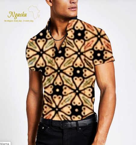 African Ankara Short Sleeves Shirt for Men - Malaysian Batik (SSM2)