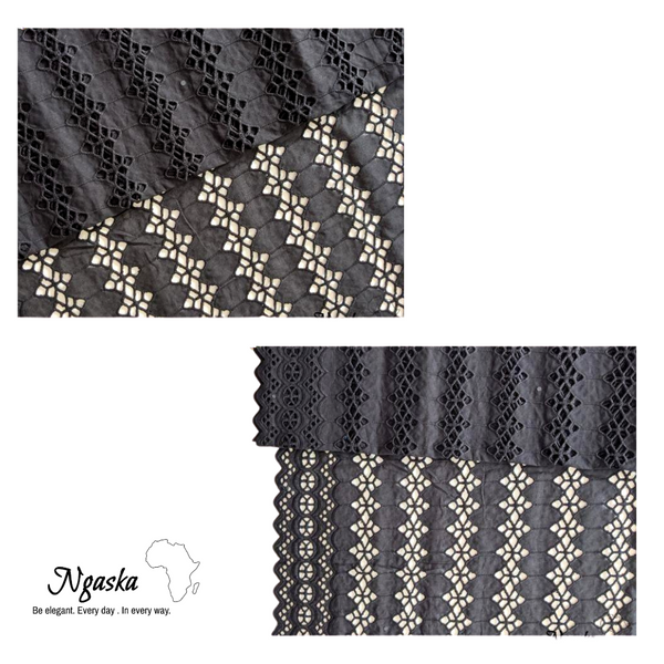 Black Braided African Lace, Ankara lace fabric (price indicated per yard) - BL1