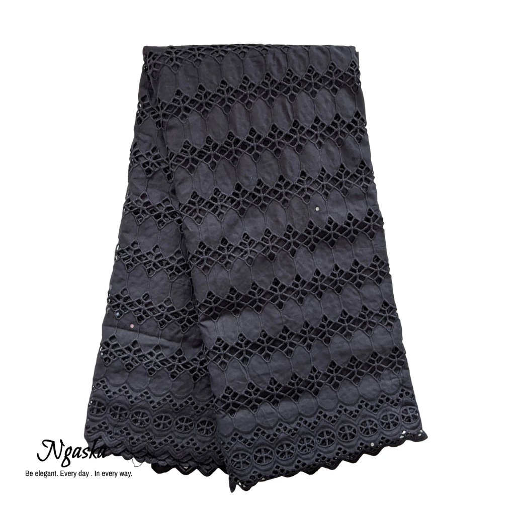 Black Braided African Lace, Ankara lace fabric (price indicated per ya   The Ngaska Store
