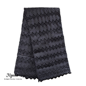 Black Braided African Lace, Ankara lace fabric (price indicated per yard) - BL1