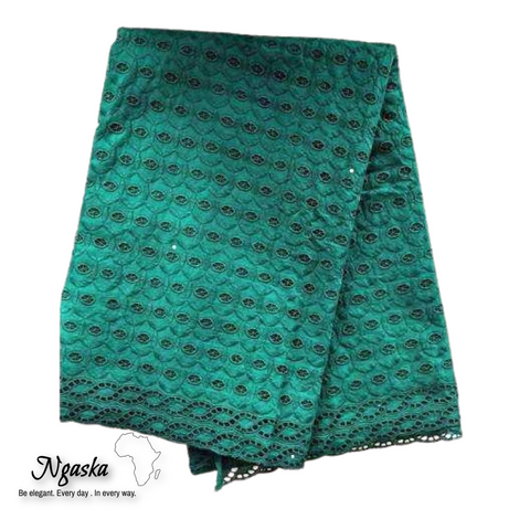 Forest green, African tribal print lace cloth, Ankara lace by the yard - GL 1