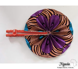 Ngaska Purple Brown African Tribal Pattern Fan