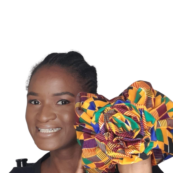 Satin Hair Bonnet with African Kente Print