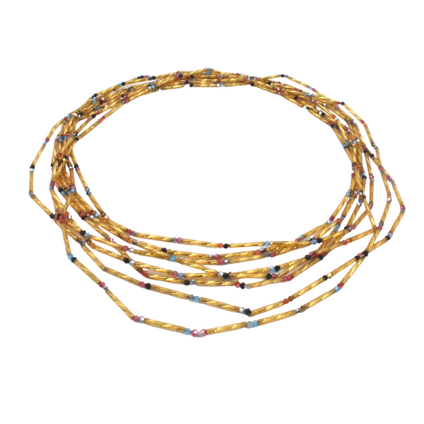 WB7 - Fine Touch Gold African Glass Seed Waist Beads Belly Chains