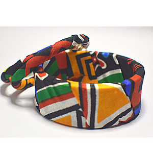 African Bracelet and Earrings Set Colorful Geometric Tuktuk (Circular)