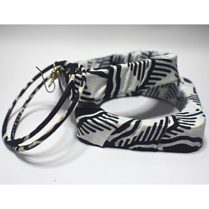 African Bracelet and Earrings Set White/Black