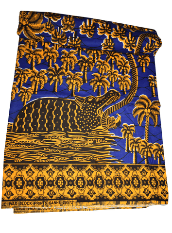 African Royal Blue and Orange Print - CA191