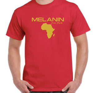 The Red Melanin Tee for Men:  Black Excellence, Afrocentric Tees for Men, African Map Design