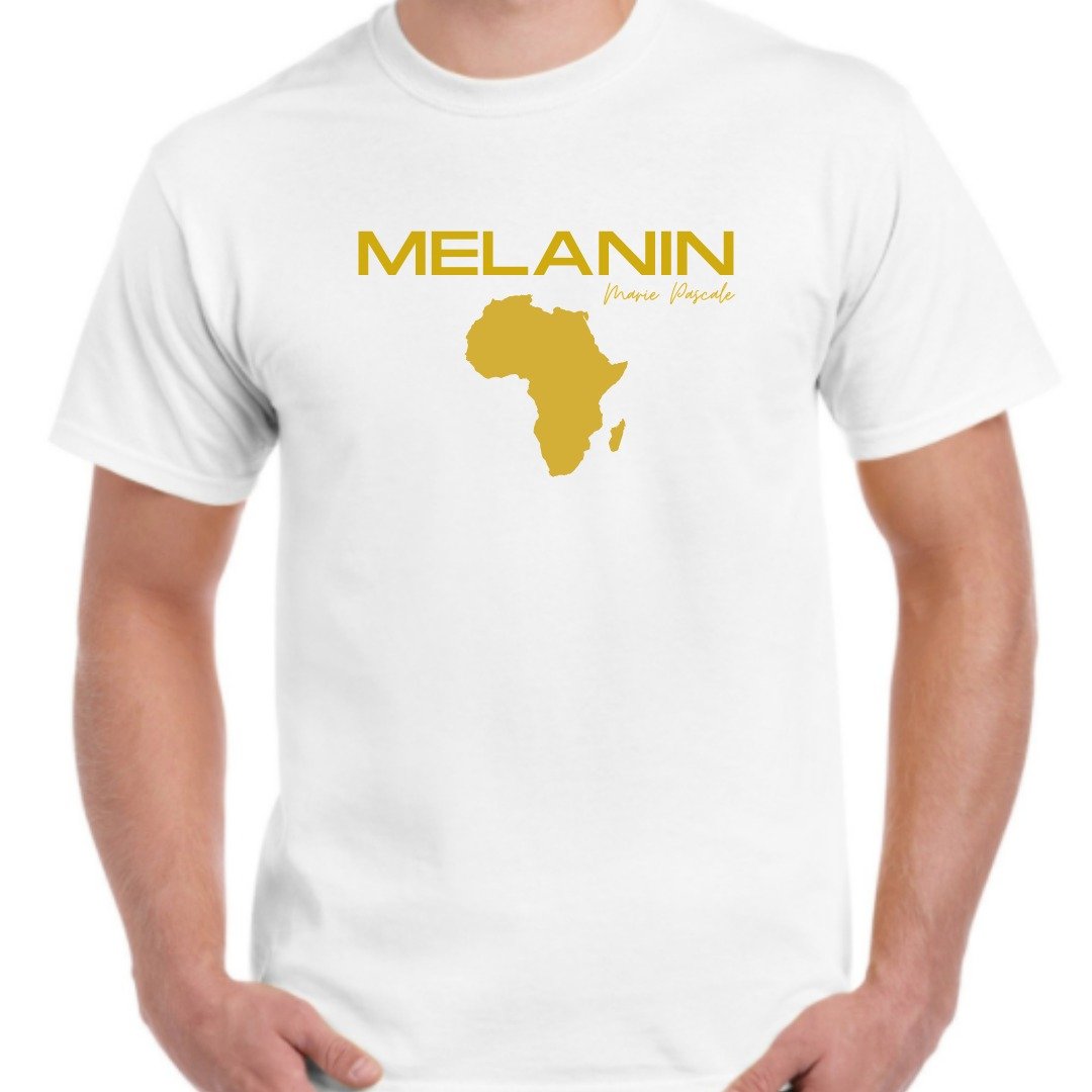 The White Melanin Tee for Men:  Black Excellence, Afrocentric Tees for Men, African Map Design
