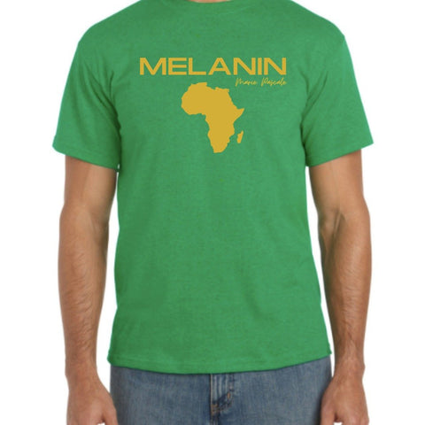 The Green Melanin Tee for Men:  Black Excellence, Afrocentric Tees for Men, African Map Design
