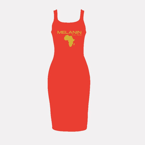 The Red Melanin Dress: African Fashion, Afrocentric Style, Black History Month BodyCon Dress