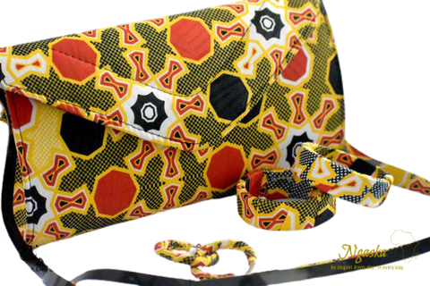 Colorful Abstract Green Yellow and Orange Clutch Earring and Bracelet Set