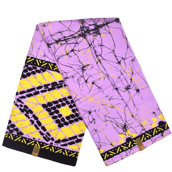 batik fabric purple and yellow, african print 