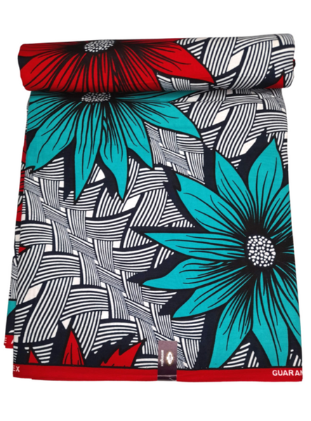 African Red and Turquoise Print   - CA204