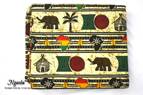 African Wax, Shades of Brown and Yellow - CA 6