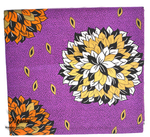 African Wax, Purple and Orange Leopard Print - CA 8